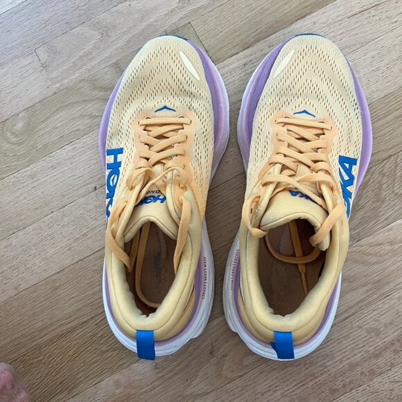 Hoka One One Yellow and Blue Athletic Shoes - Picture 7 of 13